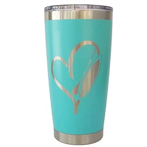 SUP Paddle Board 20oz stainless steel tumbler (Teal), Stand Up Paddleboarding Gear, To Go Travel Coffee Mug