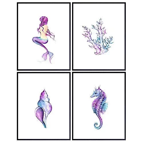 Under the Sea: Mermaid, Seahorse, Seashell, Coral, and Sea Animals Coastal 