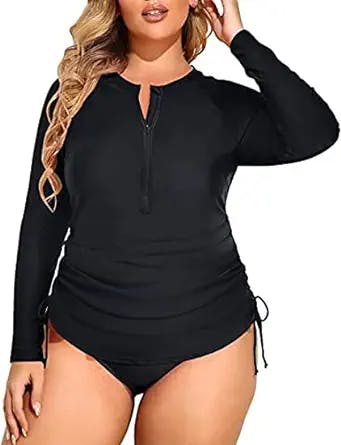 “Zip it up, baby: Holipick's Two Piece Plus Size Rash Guard is your new sum