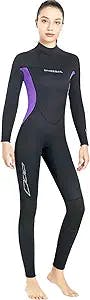 Wetsuit Men/Women 3mm Neoprene Wetsuit Full Suits Keep Warm Back Zip for Scuba Diving Surfing Snorkeling Kayaking Water Sports
