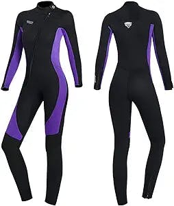 Wet Suits for Women Men Full Body 3MM Neoprene Wetsuit Diving Suit in Cold Water, Long Sleeves Front Zip Scuba Wetsuits One Piece Thermal Swimsuit for Surfing Snorkeling Kayaking Swimming Canoeing