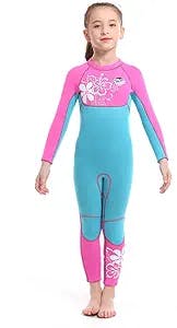 Full Body Kids Wetsuit Neoprene One Piece Warm Swimsuit 2.5MM for Girls Boys Children, Long Sleeve UV Protection Swimming Suit Back Zip for Surfing Scuba Snorkeling Diving Fishing