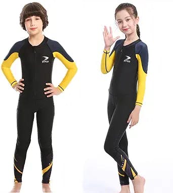 ZCCO Kids Swimsuit, Full Body Sunsuit, Youth Boy's and Girl's One Piece Water Suit Long Sleeve Rush Guard for Swimming