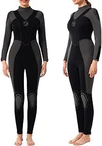 Women Wetsuit 5mm Neoprene One Piece Full Diving Suits with Back Zipper for Swimming Diving Surfing Snorkeling