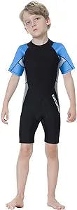 Luwint Kids Wetsuit for Boys Girls, 2.5MM Shorty Wet Suit Short Sleeve Diving Suits for Swimming Surf Kayaking Paddle Boarding