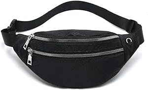 MOCE Waist Bag Fanny Pack for Men & Women Fashion Water Resistant Hip Bum Bag with Adjustable Belt for Travel Hiking Running Outdoor Sports.(Black02)