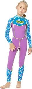 Full Body Swimsuit for Girls Boys Kids Rash Guard Long Sleeve One Piece Wetsuit Skin for Water Sports