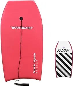 Grande Juguete Bodyboard Beach Board for Beach Surfing Board-37 inch/ 41 inch Body Board with Wrist Leash, EPS Core, and Slick Bottom