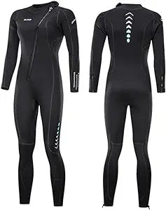 Full Length Wetsuit for Men/Women, 3mm Neoprene-Diving Suits One-Piece Long-Sleeve with Front Zipper, for Surf, Snorkeling, Bodyboarding