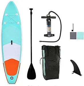10Ft Stand Up Paddle Board Inflatable Paddle Board SUP for Adults Non-Slip Wakeboard for Women Men Youth Beginner Standing Boat with Dual Action Pump, Paddle, Carry Backpack