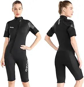 Womens 3mm Shorty Wetsuit Mens Full Body Diving Suit Front Zip Wetsuit for Diving Snorkeling Surfing Swimming 2023