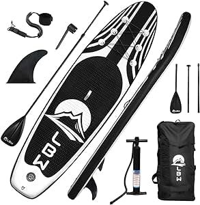 LBW Inflatable Stand Up Paddle Board with Paddle Board Accessories, Adjustable Floating SUP Paddle, Hand Pump, Removable Fin, Waterproof Backpack, Ankle Leash, Wrench, Non-Slip Deck