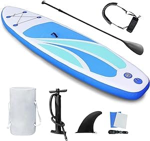 Inflatable Stand Up Paddle Board for Adult- 10'4" x 31" x 6" Ultra-Light SUP Paddleboard with Non-Slip Deck and Paddle Board Accessories Fins, Adjustable Paddle, Pump, Backpack, Leash