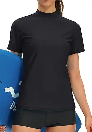 PERSIT Women’s Breeze UPF 50+ Rashguard Short Sleeve Shirts Swim Shirt Active Outdoor Top with Hidden Zip Pocket