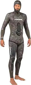 Cressi Seppia 2-pcs Freediving Spearfishing Wetsuit, Camouflage Patterned Jacket & Pants, Loading Chest Pad, Knee Protection, Anatomical Design - Seppia: Designed in Italy