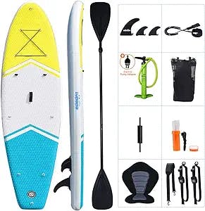 Zupapa 10'/11' Inflatable Stand Up Paddle Board with Kayak Convertible Seat and Premium SUP Accessories for Adults and Youth Touring Sup