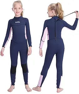 Goldfin Kids Wetsuit for Boys Girls 3mm Neoprene Fullsuit Back Zip for Toddler Youth Water Aerobics Diving Boating Snorkeling Surfing Swim Lessons