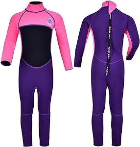 REALON Kids Wetsuit for Girls Boys Toddler 3mm Neoprene Children/Youth Full Wet Suits 2mm Shorty/Long Sleeve Thermal Swimsuits in Cold Water Back Zip for Diving Surfing Jet Skiing Swimming