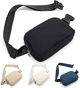 Montela Fanny Belt Bag Fashion Waist Pack Crossbody Bags Waterproof Mini Waist Bag with Adjustable Strap Belt Bag for Women Men,Waist Pack Bumbag Running Workout Hiking Travel,Black