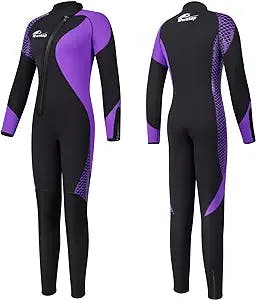 Owntop Wetsuit 5mm Neoprene Diving Suit - Mens Womens Thicken Full Wet Suit, Front Zip Long Sleeve UPF50+ Keep Warm Swimwear for Scuba Surfing Swimming Diving Snorkeling Water Sports