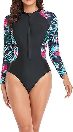 Surf like a boss babe with the Women Long Sleeve Bathing Suit One Piece Fro