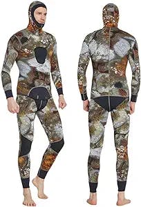 Diving Suit Men's 5MM Diving Suit Warm Long-Sleeved Swimsuit Two-Piece Thick Jellyfish Suit Fishing Suit Camouflage