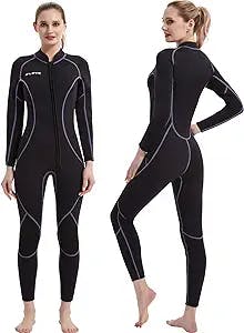 3mm Shorty Wetsuit for Women, Mens Full Body Diving Suit, Neoprene Front Zip Wetsuits for Snorkeling Surfing Swimming