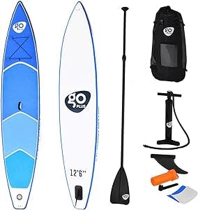 Goplus Expedition Inflatable Stand Up Paddle Board SUP for Professional Racing, 6" Thickness iSUP with Removable Single Fin, Adjustable Paddle, Pump Kit and Backpack
