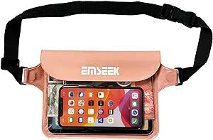 EMSEEK Waterproof Waist Pouch Dry Belt Bag Fanny Pack Keep Your Key Fob Wallet Kindle Phone Dry Perfect For Swim Surf Snorkel(Pink)