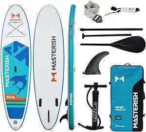Masterish Inflatable Stand Up Paddle Board (6 Inches Thick) with Premium SUP Accessories