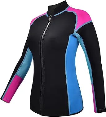REALON Wetsuits Top Jacket Women Men 2mm Neoprene Long Sleeve Shirt 3mm Front Zipper Vest Wet Suit Keep Warm for Adult Youth Kids Diving Surf Swim Water Sports