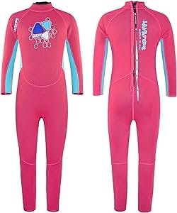 LayaTone Kids Full Wetsuit 3/2mm Neoprene Wet Suits for Boys Girls Full Body Wetsuit for Summer Swimming Diving Surfing One Piece Diving Suit