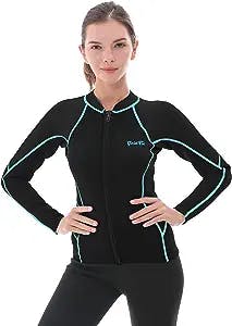 GoldFin Wetsuit Top Womens, 2mm Wetsuit Jacket Long Sleeve Neoprene Tops for Water Aerobics Diving Surfing Swimming
