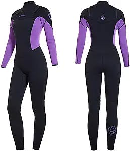 Owntop Men Women Wetsuit 3mm Neoprene Diving Suit - Full Wet Suit Front Zip Long Sleeve UPF50+ Keep Warm Thermal Swimwear for Scuba Diving Surfing Swimming Snorkeling Water Sports