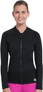 Tuga Women's Neoprene Wetsuit Full Zip Top, UPF 50+ Sun Protection, Made in USA