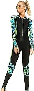 Women's Full Body Wetsuit Surfing Diving Suit Scuba Dive Skin Rash Guard One Piece Long Sleeve Zip Quick Dry Sunsuit
