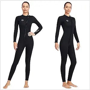 3MM Wetsuits Women, Neoprene Wetsuits in Cold Water Wet Suits Long Sleeve Diving Suit Front Zip One Piece Keep Warm Snorkeling Suit for Diving Snorkeling Surfing Swimming