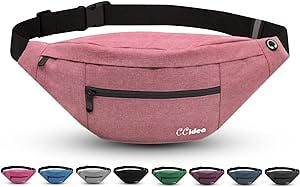 CCidea Fanny Pack For Women Men Fashion Belt Bag Crossbody Bags with Adjustable Strap/ 4-Zipper Pockets, Waterproof Waist Pack Bag for Running Travel Hiking (I- Clear inventory)