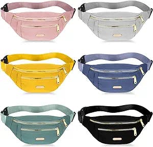 6 Pcs Fanny Pack Waterproof Waist Pack for Women 5.51 x 11.81 Inch Crossbody Waist Bag with Adjustable Strap for Festival Sports Traveling Running Phone, 6 Colors