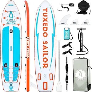 Tuxedo Sailor Inflatable Paddle Board Inflatable SUP Inflatable Stand Up Paddle Board Kids Paddle Board with Paddle Board Accessories for Fishing Yoga Tourism Surfing and Racing