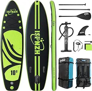 ISPNZH Paddle Board, 10'6"x32"x6" Inflatable Stand up Paddleboard for 2 Adults Men Women Kids,10.5 ft Blow up SUP Board Set for Beach, Lake, River Paddling, Fishing, Yoga