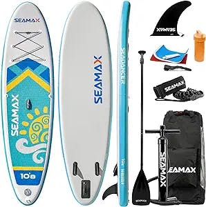 Seamax SeaDancer 108 Inflatable SUP Package, Dimensions L10'8ft x W32 x T6, Blue or Orange