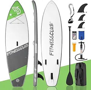 Inflatable Stand Up Paddle Board (6 Inches Thick) with Premium SUP Accessories & Carry Bag | Wide Stance, Bottom Fin for Paddling, Non-Slip Deck | Youth & Adult Standing Boat
