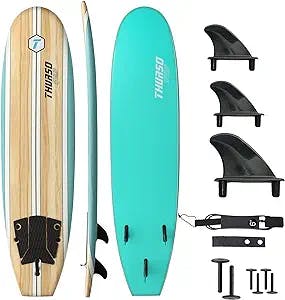 THURSO SURF Aero 7 ft Soft Top Surfboard Foam Surfboard Package Includes Three Fins Double Stainless Steel Swivel Leash EPS Core IXPE Deck HDPE Slick Bottom Built in Non Slip Deck Grip