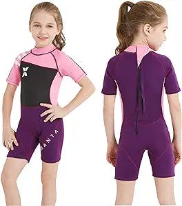 DIVE & SAIL Kids Wetsuit Shorty, 2mm Neoprene Thermal Swimsuit, Youth Boys and Girls Wet Suits for Snorkel Diving, Full Suit and Shorty Swimsuit