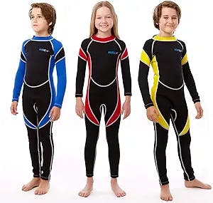 Kids Wetsuit for Boys Girls Toddlers by Scubadonkey | Wetsuit for Kids in 2.5mm Neoprene UPF 50+ | Meets CPSC Safety Requirements