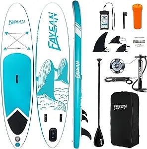 Paddle Board, Fayean Inflatable Stand Up Paddle Board 10' x 28''x 6'' Ultra-Light Paddleboard SUP Includes Pump, Adjustable Paddle, Backpack, Coil Leash Waterproof Bag Whale