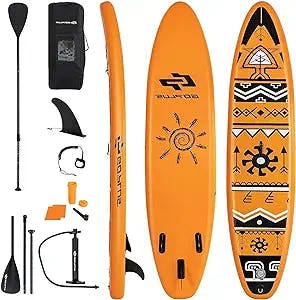 AUGESTER 10‘/10.5‘/11’ Inflatable Lightweight Stand up Paddle Board, Premium Yoga Board W/Durable SUP Accessories, with Fins, Carrying Bag, Non-Slip Deck, Adjustable Paddle & Hand Pump, Wide Stance
