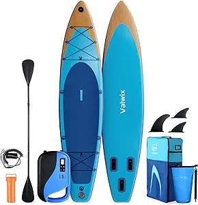 Valwix Inflatable Stand Up Paddle Board w/Electric Pump & Built-in Action Camera Mount Base, iSUP Paddleboard 350LBS Capacity