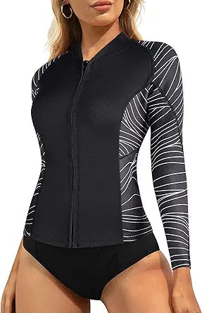 Surfing the Waves in Style: CtriLady Wetsuit Top Women Wetsuit Long Sleeve 